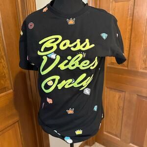 Bleecker & Mercer NWT Boss Vibes Only Large Tee T Shirt Women’s Black